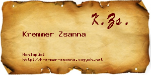 Kremmer Zsanna névjegykártya